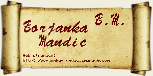 Borjanka Mandić vizit kartica